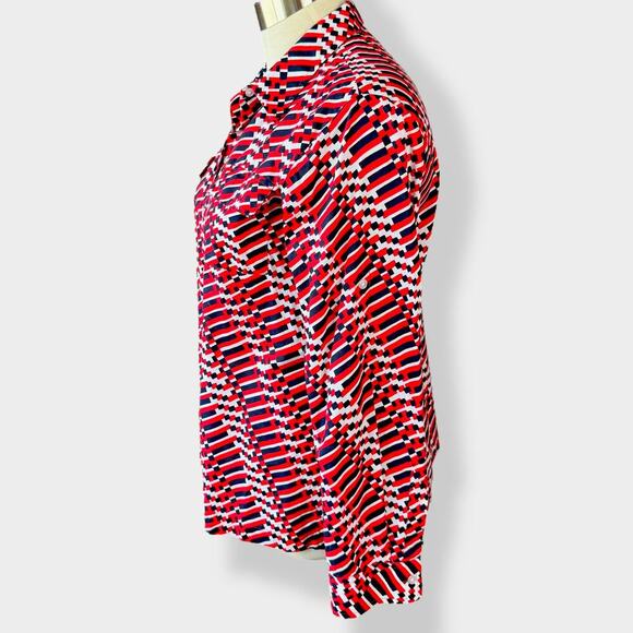 Jones New York Geometric Long Sleeves Button Up Casual Top Shirt Women Size XL - Picture 3 of 13